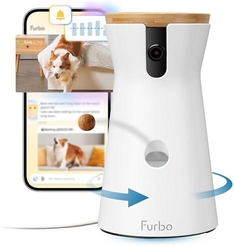 Furbo 360° Dog Camera [Subscription Required] Unlock w/Paid Plan: Home Security & Dog Safety Alerts, Rotating Pet Treat Toss, 2-Way Speaker (Low Risk, 3mo Min. Cancel Anytime) by FurboPetCamera