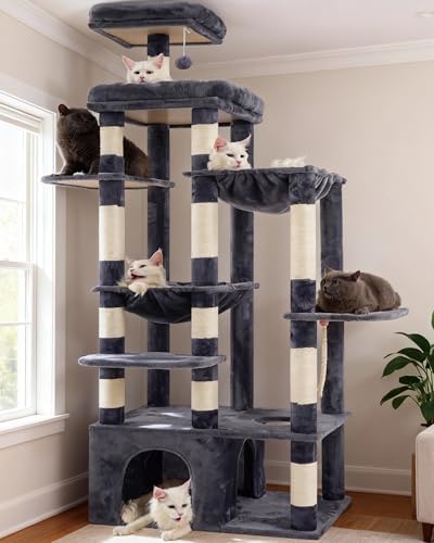 Heybly Cat Tree, 71-Inch Tall Cat Tower for Large Maine Coon Cats HCT037G by HEYBLY