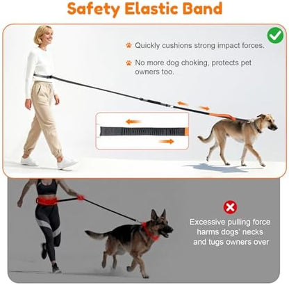 XiaZ Hands Free Dog Leash,Versatile Crossbody Dog Leash with Waist Support Strap,5.9-7.9 FT Waist Belt with Double Handles for Small Medium and Large Dogs Walking, Running and Jogging, Black - Image 3