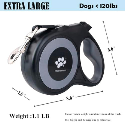 16 ft Retractable Dog Leash for Extra Large Dogs up to 130 lbs,Tangle-Free Nylon Tape,Black Dan24 XL - Image 2