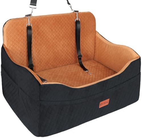 Vivifying Large Dog Car Seat for Back Seat, 4 in Cushion Booster Bed, Brown by Vivifying