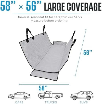 Bulldogology Dog Car Seat Cover Waterproof Heavy Duty Bench Dog Hammock Backseat Protector from Hair, Muddy Paws, Scratches - Pet Car Seat Cover for Cars Trucks SUVs (Large, Grey) - Image 5