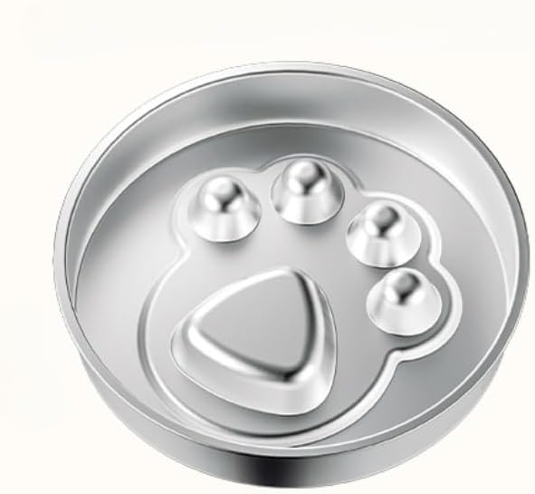 Slow Feeder Dog Bowl Stainless Steel Dog Slow Feeder Food Bowl, Metal Non-Slip Lick Plate,Puppy or Cat Food Holder,Pet Supplies,Puzzle Maze Dish for Small & Medium Sized Breeds (Bone)