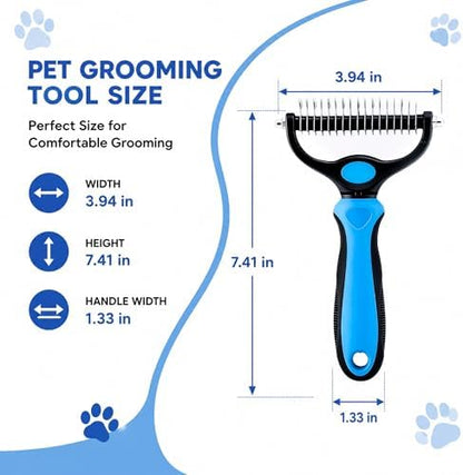 2-in-1 Double-Sided Pet Grooming Comb for Dogs & Cats - Deshedding Brush & Rounded-Tooth Dematting Tool | Painlessly Removes Knots, Tangles, Loose Undercoat & Fur in Thick/Long Coats (Pink -Large) - Image 3