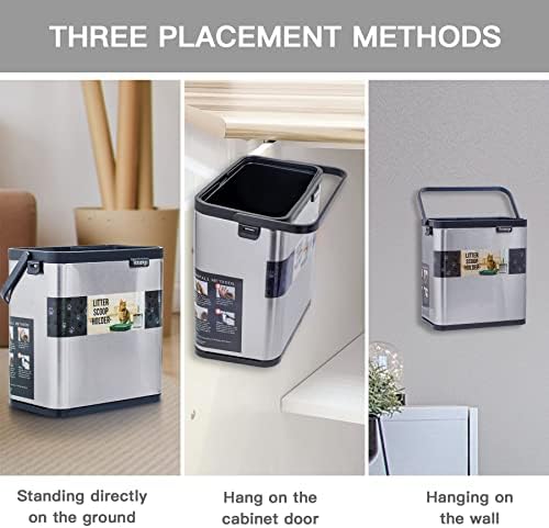 Universal Cat Litter Scoop Holder, Stainless Steel Small Portable Cat Litter Scooper Holder Trash Container. - Image 4