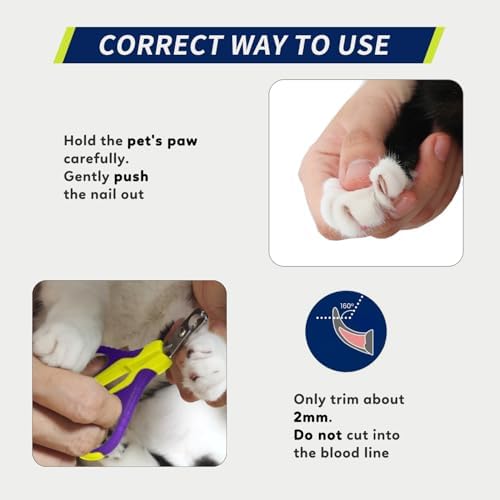 WePet Pet Nail Clippers U07.1, Professional Claw Trimmer, Bended Scissor Special for Cats, Kittens, Dogs, Puppies, Small Animals, Yellow/Purple - Image 6