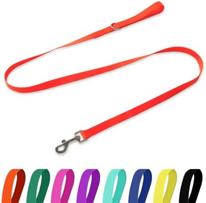 Waterproof Dog Leash, 5/6 FT Durable Odor-Proof Dog Leashes with Strong Metal Hooks Fits Small Medium or Large Dogs (Orange, 6FT - 1 inch Width) by KiddingPets