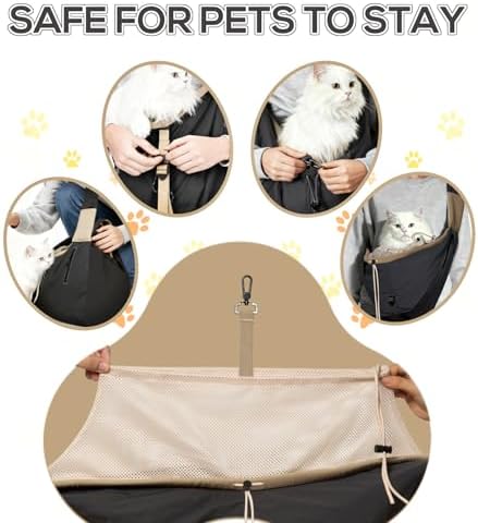 Dog Carrier Sling for Small Dogs/Cats Up to 15 lbs - Multi-Pocket Oxford Pet Sling Carrier Bag with Adjustable Strap (Black) - Image 6