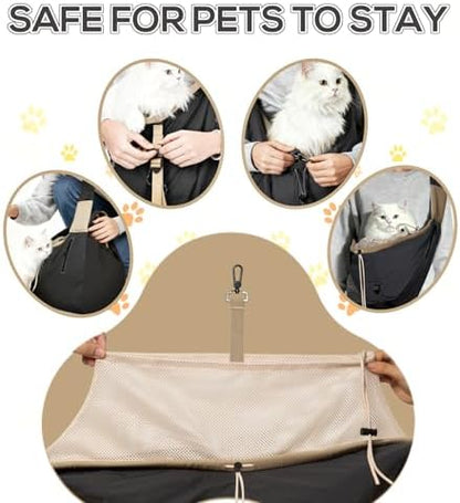 Dog Carrier Sling for Small Dogs/Cats Up to 15 lbs - Multi-Pocket Oxford Pet Sling Carrier Bag with Adjustable Strap (Black) - Image 6