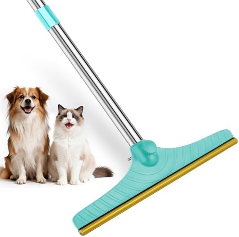 Carpet Rake for Pet Hair Removal - Reusable Pet Hair Remover, 45” Adjustable Long Handle Cat Dog Carpet Rake Scraper with Patented Design, Dog Hair Rake Brush for Rugs, Mats by Eaersan