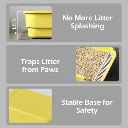 Extea Large Cat Litter Box with High Sides,Cat Boxes for Indoor Cats,Cat Litter Pan for Kitty,Litter Box with Low Entry,Easy to Clean,Anti-Splashing,23.6" x15.7" x6.2" (Grey) - Image 5