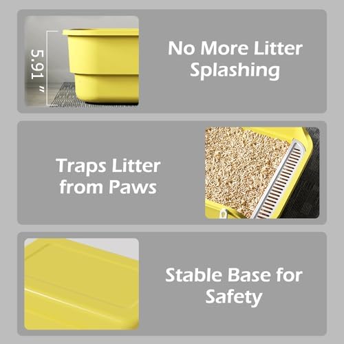 Extea Large Cat Litter Box with High Sides,Cat Boxes for Indoor Cats,Cat Litter Pan for Kitty,Litter Box with Low Entry,Easy to Clean,Anti-Splashing,23.6" x15.7" x6.2" (White) - Image 5