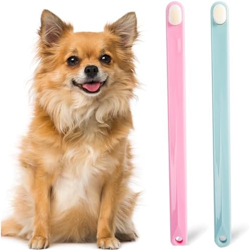 Dog Toothbrush Small Breed, Ultra Soft Pet Cat & Puppy Tooth Brushing Kit, Mini Head Teeth Brush for Kitten & Tiny 2 PCS, Pinkgreen by MoonyMars
