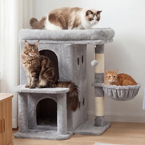 Heybly 26.3" Cat Tree for Large Cats with Big Perch & Dual Condos HCT204SW - Image 4