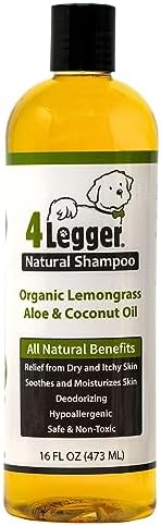 4-Legger Certified Organic Dog Shampoo - All Natural and Hypoallergenic with Aloe and Lemongrass, Soothing for Normal, Dry, Itchy or Allergy Sensitive Skin - Biodegradable - Made in USA - 16 oz by 4Legger