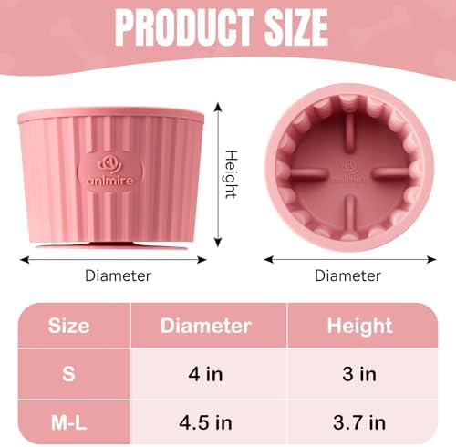 Dog Lick Bowl, Anxiety Relief Dog Licking Mat Freezer Treat Dispenser, Non-Slip Anti-Choking Silicone Slow Feeder Lick Bowl for Small Medium & Large Breed Dogs, BPA Free(Pink,S) - Image 6