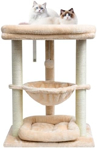 SYANDLVY Small Cat Tree for Indoor Cats with Top Perch Hammock & Bottom Bed by SYANDLVY