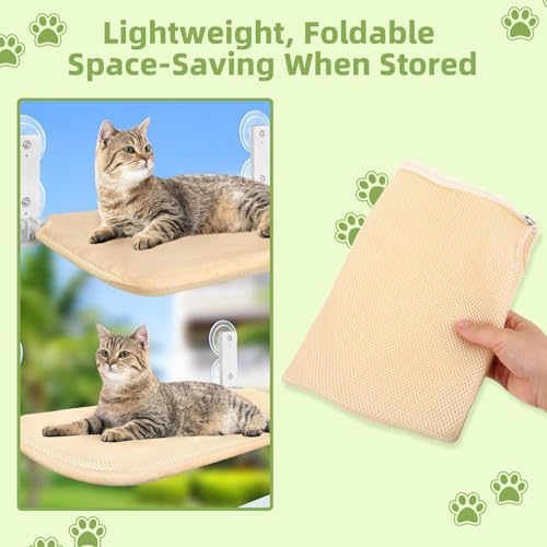 2PCS Replacement Cover for Cat Window Perch, M Size Cordless Cat Window Hammock Bed Accessories, Reversible Breathable/Warm Seat Cover for Inside (White, 20.4" L x 11.8" W) - Image 5