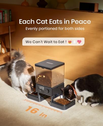 oneisall Automatic Cat Feeder for 2 Cats Pets, Timed Cat Food Dispenser - Image 2