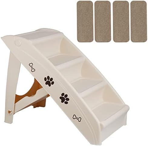 Dog Stairs for High Beds, Foldable Pet Steps Ramp with Non-Slip Bottom for Cats and Small Dogs, for Couch, Car, Portable Waterproof Dog Steps, Beige - Image 6
