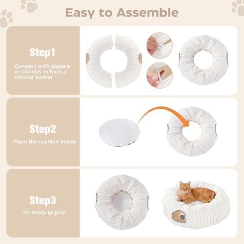 Avont Cat Tunnel Bed for Indoor Cats, Beige - Image 5