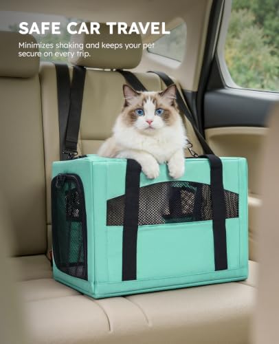 Pecute Cat Carrier Stable, Pet Carrier with Privacy Partition,Light Green - Image 6