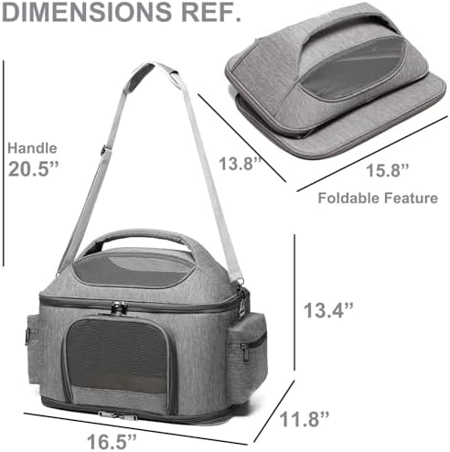 Large Fat Cat Carrier Fit up to 20 Pounds, Small Puppy Pet Travel Carrier, Car Seat Secure and Collapsible Soft Side Carrier Airline Approved Under Seat - Image 2