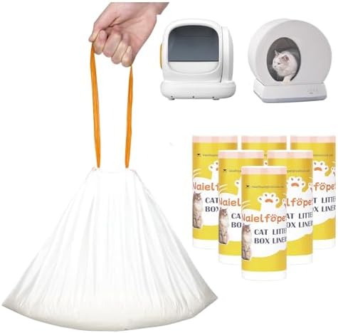 120 Count 18" x 12.6" Cat Litter Box Liners, Replaced Trash Bags Fit for Cat Litter Box MW-SC01/MW-SC02/MW-LR01,Thick Heavy Duty Drawstring Replacement Waste Drawer Liners for Automatic Litter Box by Naielfopet