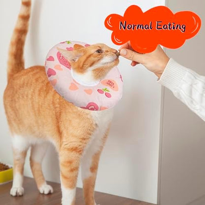 Seyezo Cat Cone Collar Soft, Adjustable Cat Recovery Cone, Pink Heart, M - Image 4
