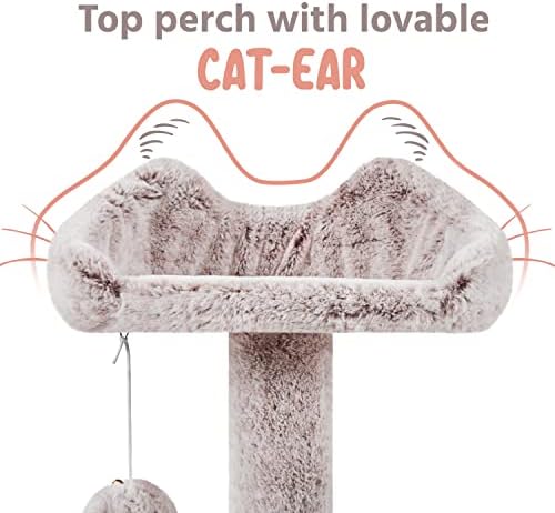 Yaheetech 54in Cat Tree Tower, 2 Caves, Kitten-Ear Perch & Scratching Posts - Image 4