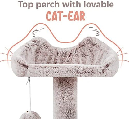 Yaheetech 54in Cat Tree Tower, 2 Caves, Kitten-Ear Perch & Scratching Posts - Image 4
