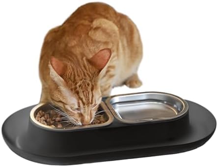 Hepper NomNom - Spill Proof Elevated Cat Bowls - Stainless Steel - Gray by Hepper