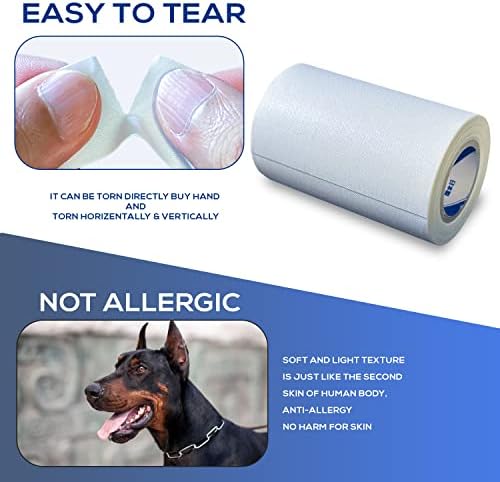 Ear Tape for Dogs 1 Pack with Dog Ear Cleaner Cotton Swabs, Self Adhesive Cotton Tape for Dog Ear Protection and Support, Ear Care Set for Dogs (3.0 inch (75 mm)) - Image 3