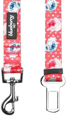 Blueberry Pet 8 Patterns Spring Scent Inspired Rose and Polka Dot Print Brink Pink Adjustable Dog Seat Belt Tether for Dogs Cats, Durable Safety Car Vehicle Seatbelts Leads Use with Harness - Image 3