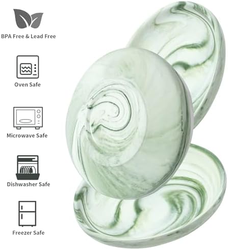 3 PCS Ceramic Cat Bowls, 5.5 in Pet Bowl Cat Dishes for Food and Water, Small Dog Dish(Marble Green) - Image 3