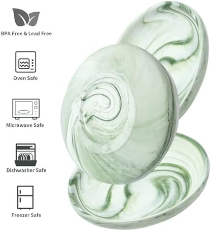 3 PCS Ceramic Cat Bowls, 5.5 in Pet Bowl Cat Dishes for Food and Water, Small Dog Dish(Marble Green) - Image 3