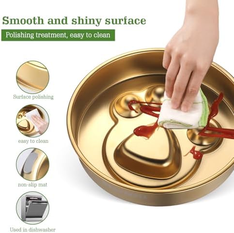 Golden Stainless Steel Slow Feeder Dog Bowls – Non-Slip Metal Dog Bowl for Large & Medium Breeds, Puppy Puzzle Feeder – 2 Cup Capacity for Small to Big Pets – Durable Slow Feed Dog & Cat Food Dish - Image 3