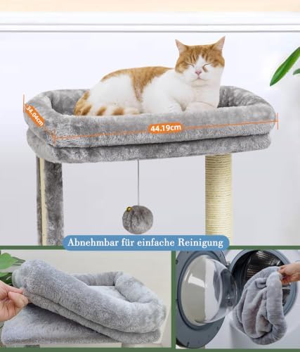 SYANDLVY Cat Tree with Scratching Post for Indoor Cats, Scratching Board with Perch, Cat Post Scratcher with 2 Dangling Balls, Great for Kittens, Grey - Image 4