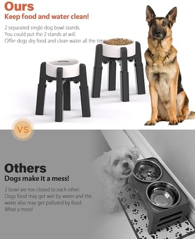 CZPET Dog Bowl Stand with Adjustable Height and Width [2 Pack, Stand Only] - Image 2