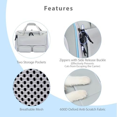 Cat Carrier for Pets up to 15 lbs, Soft-Sided Collapsible Pet Carrier - Image 4