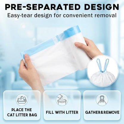 20 Count Heavy Duty Liners for Litter-Robot 3/4 | 25" x 15.6" Drawstring Waste Bags | Compatible Cat Litter Box Bag Replacement - Image 3