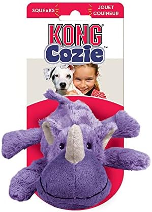 KONG Cozie Plush Dog Toy with Squeaker (Rosie the Rhino, Medium) - Image 3
