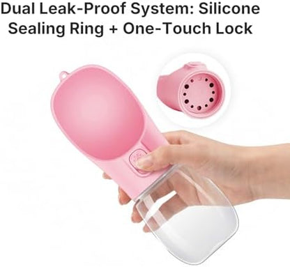 Portable Dog Water Bottle, Leak Proof Pet Water Dispenser with One-Button Water Release, O-Shaped Drinking Trough, 10 OZ Travel Water Bottle for Walking Hiking - Image 5
