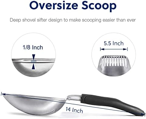 WePet Cat Litter Scoop, Aluminum Alloy Sifter, Kitty Metal Scooper, Deep Shovel, Long Handle, Poop Sifting, Kitten Pooper Lifter, Durable, Heavy Duty, for Litter Box - Image 2