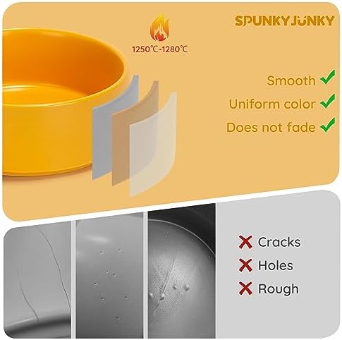 SPUNKYJUNKY 13.5OZ Ceramic Dog and Cat Bowl, Modern Cute Weighted Food Water Bowl for Replacement Yellow (1 Pack) - Image 5