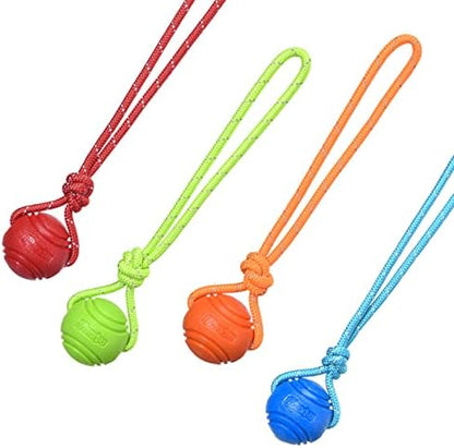 Dog Training Ball on A Rope Rubber Dog Rope Toys Ball with Handle for Tug of War K9 Training Rewards for Belgian Malinois Gifts, 6cm in Diameter for Medium Dogs 30-60 Lbs, Pack of 4 by Vitalili