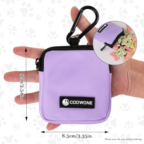 Dog Treat Pouch Pocket Sized Pet Puppy Training Pouch for Dog Training Behavior Aids, Waterproof Nylon Fabric Dog Poop Bag Holder, Hands Free Dog Walking Bag with Metal Carabiner (Violet) - Image 6