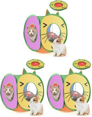 Bissap Pop Up Cat Cube, Collapsible Cat Hideouts Play House Peek Too Cat Cave Tent with 3 Holes for Indoor Outdoor Kittens Cats Puppies Rabbits Hideaway Bed Toy (Pack of 3) by Bissap