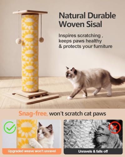 Odoland 31" Tall Large Cat Scratching Post with Replaceable Scratcher Pad - Image 6