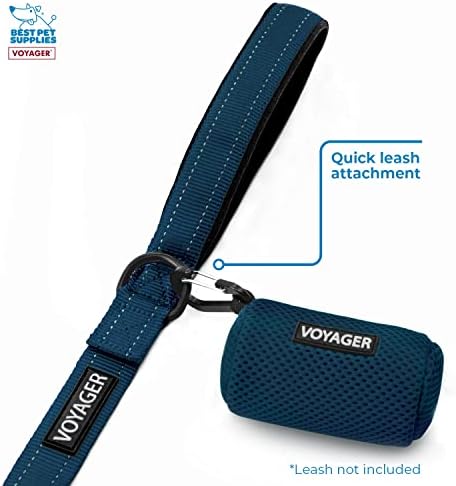 Best Pet Supplies Dog Poop Bag Holder Leash Attachment with Reusable Dispenser for Travel, Walking, Park, and Outdoor Use, Durable with Clip-On - Prussian Blue, Mesh Dispenser w/15 Bags - Image 5